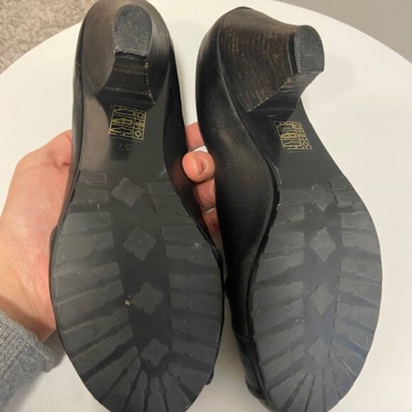 ALDO Sekoia Unique Black Real Leather 2 1/2" Wood Heel, size 37 - Picture 4 of 4